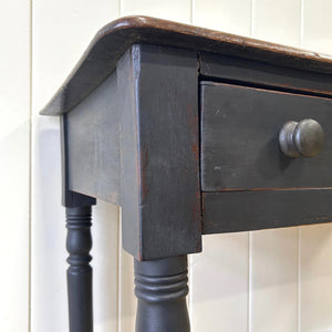 A Heavy Oak Ebonized Victorian Side Table or Console c1860