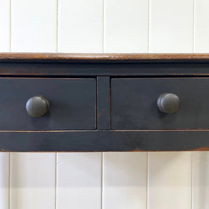 A Heavy Oak Ebonized Victorian Side Table or Console c1860