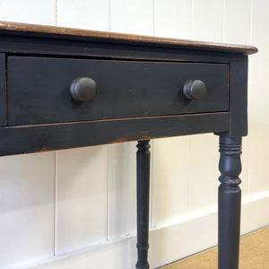 A Heavy Oak Ebonized Victorian Side Table or Console c1860
