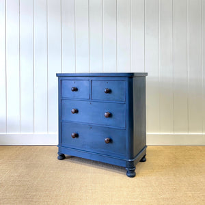 A Blue English Pine Chest of Drawers Dresser c1890
