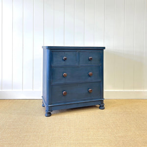 A Blue English Pine Chest of Drawers Dresser c1890