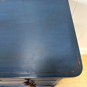 A Blue English Pine Chest of Drawers Dresser c1890