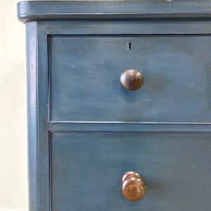A Blue English Pine Chest of Drawers Dresser c1890