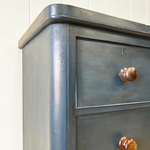 A Blue English Pine Chest of Drawers Dresser c1890