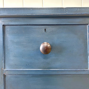 A Blue English Pine Chest of Drawers Dresser c1890