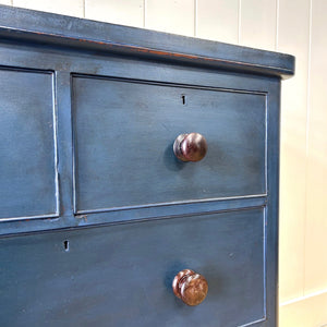 A Blue English Pine Chest of Drawers Dresser c1890