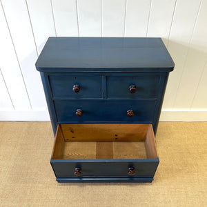 A Blue English Pine Chest of Drawers Dresser c1890