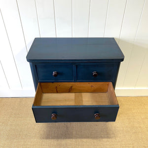 A Blue English Pine Chest of Drawers Dresser c1890