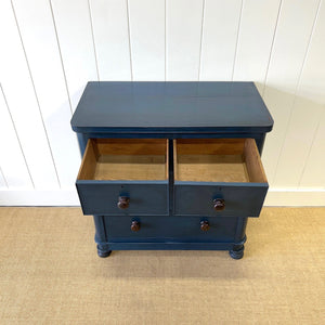 A Blue English Pine Chest of Drawers Dresser c1890