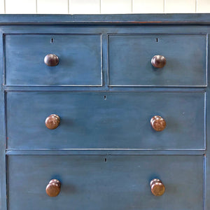 A Blue English Pine Chest of Drawers Dresser c1890