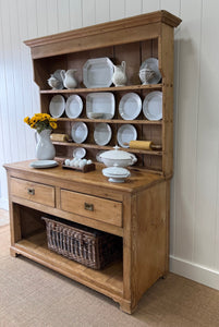 A Large Late 19th Century Pine Welsh Dresser or Cupboard