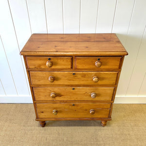 A 19th Century English Pine Chest of Drawers/Dresser with Tulip Feet