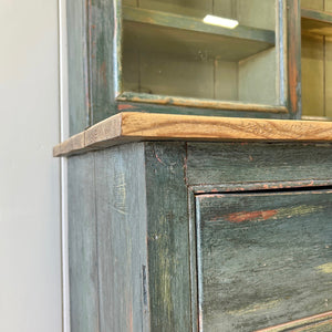 A 19th Century Pine Welsh Dresser Green/Blue Paint