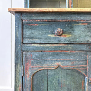 A 19th Century Pine Welsh Dresser Green/Blue Paint