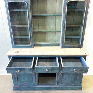 A 19th Century Pine Welsh Dresser Green/Blue Paint