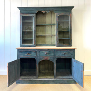 A 19th Century Pine Welsh Dresser Green/Blue Paint
