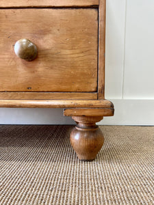An Antique English Pine Chest of Drawers Dresser with Wooden Knobs c1890
