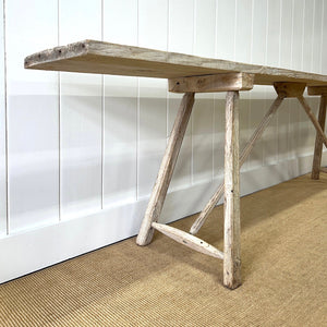 An Antique French Bleached Washboard Table c1890