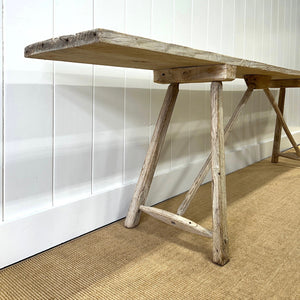 An Antique French Bleached Washboard Table c1890