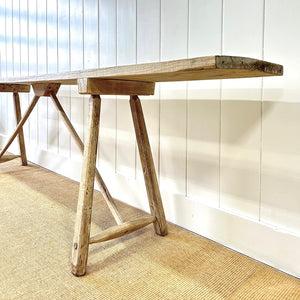 An Antique French Bleached Washboard Table c1890
