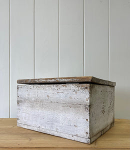 Antique White Painted Pine Box c1890