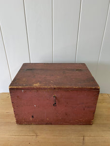Antique Pink Painted Pine Box c1890