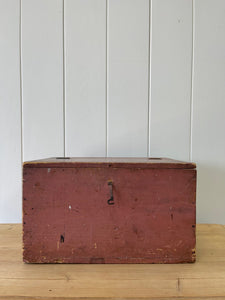 Antique Pink Painted Pine Box c1890