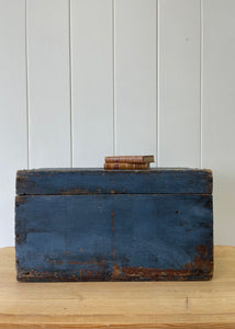 Antique Blue Painted Pine Box c1890