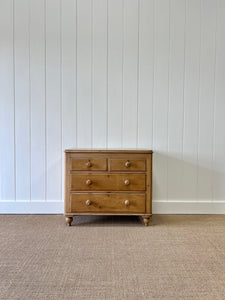 An Antique English Pine Chest of Drawers Dresser with Wooden Knobs c1890