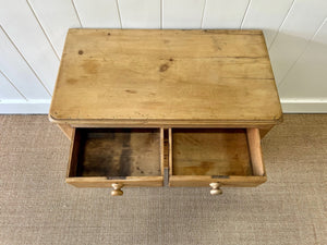 An Antique English Pine Chest of Drawers Dresser with Wooden Knobs c1890