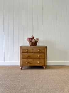 An Antique English Pine Chest of Drawers Dresser with Wooden Knobs c1890