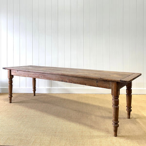 An Antique Country Pine 9ft Plank Top Dining Table