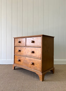 An Antique English Pine Chest of Drawers Dresser with Wooden Knobs c1890