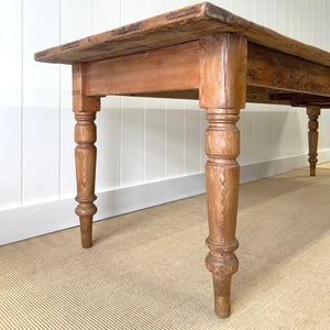 An Antique Country Pine 9ft Plank Top Dining Table