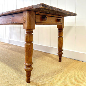 An Antique Country Pine 9ft Plank Top Dining Table