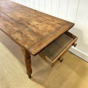 An Antique Country Pine 9ft Plank Top Dining Table