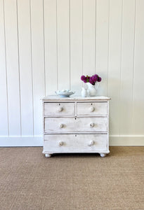 An English Pine Painted White Chest of Drawers Dresser c1890