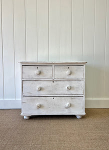 An English Pine Painted White Chest of Drawers Dresser c1890