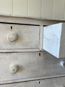 An English Pine Painted White Chest of Drawers Dresser c1890