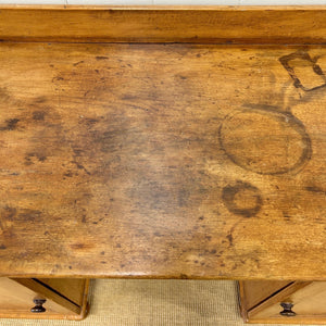 Antique English Pine Pedestal Desk with Gallery c1890