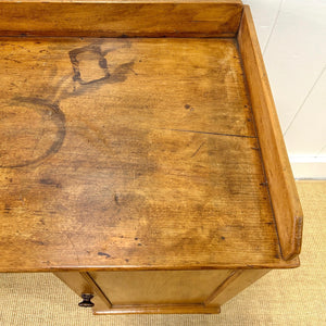 Antique English Pine Pedestal Desk with Gallery c1890