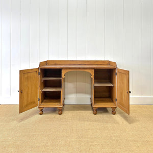 Antique English Pine Pedestal Desk with Gallery c1890