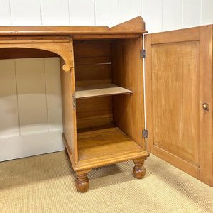 Antique English Pine Pedestal Desk with Gallery c1890