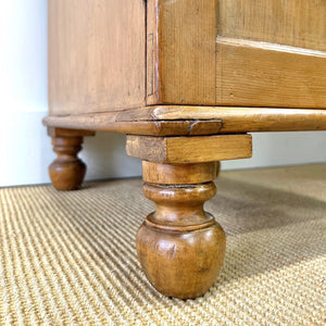 Antique English Pine Pedestal Desk with Gallery c1890