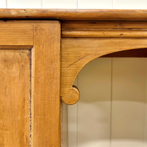 Antique English Pine Pedestal Desk with Gallery c1890