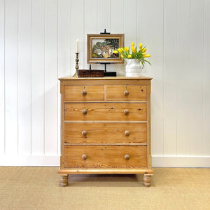 A 19th Century English Pine Chest of Drawers/Dresser with Tulip Feet