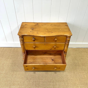 An Antique English or Cornish Pine Chest of Drawers Dresser on Castors c1890