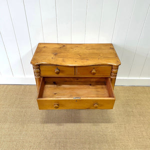 An Antique English or Cornish Pine Chest of Drawers Dresser on Castors c1890