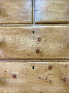 An Antique English Pine Chest of Drawers Dresser with Wooden Knobs