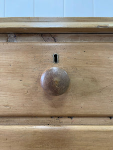 An Antique English Pine Chest of Drawers Dresser with Wooden Knobs